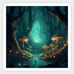 Enigma in the Shadows: The Brave Odyssey of the Girl in the Enchanted Forest Magnet